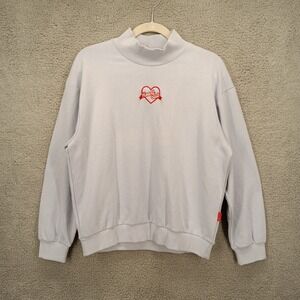 Heart Club MixMix Medium Mock Neck Sweatshirt Pullover Embroidered‎ Logo